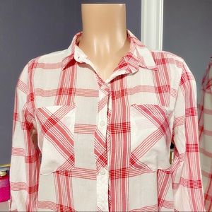 Papaya Plaid Shirt (L)